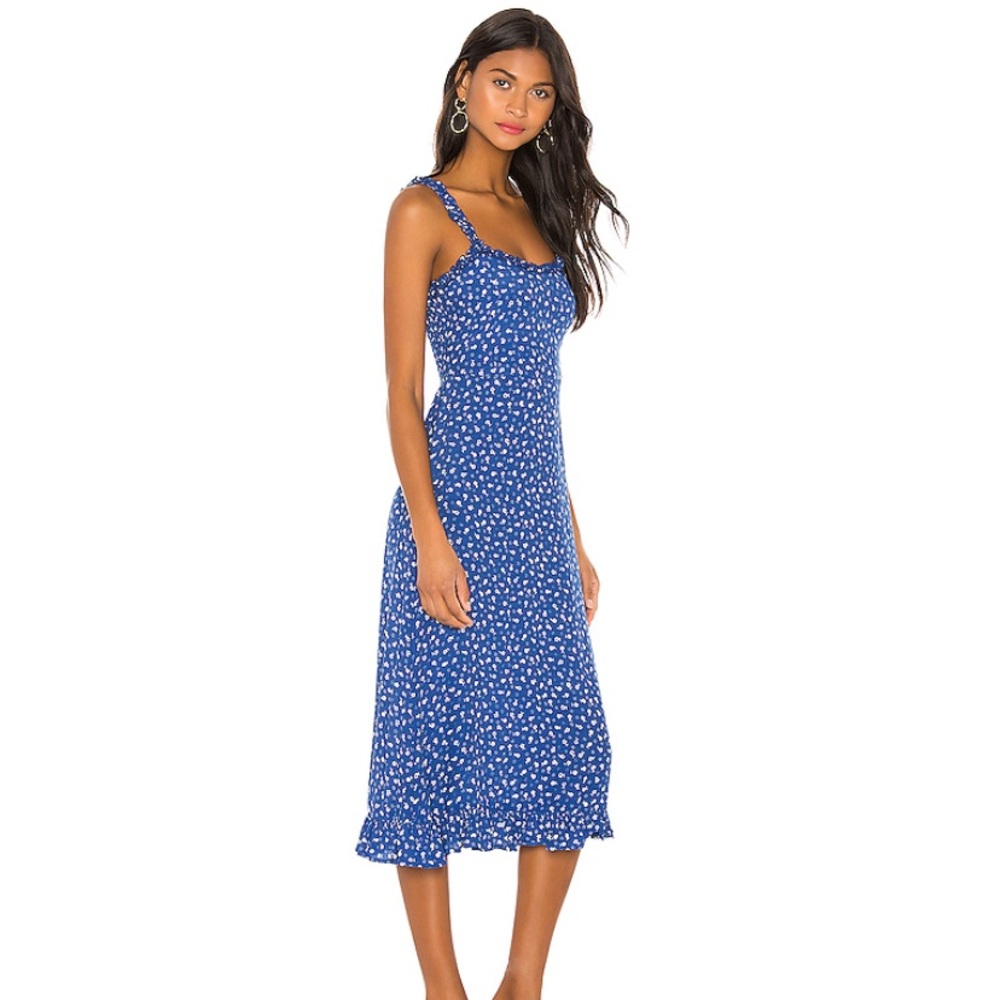 FAITHFULL THE BRAND Noemie Midi Dress in Blue